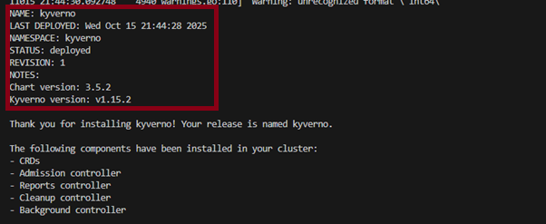 Kyverno install